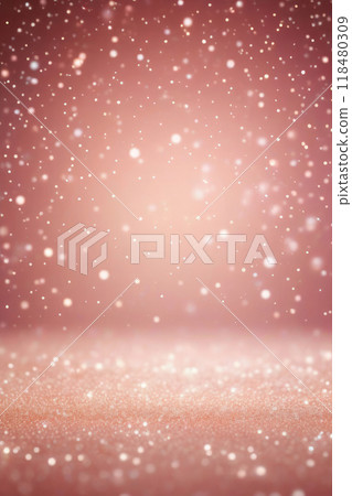 Beautiful luxury gold bokeh on defocused emerald peach fuzz background. 118480309