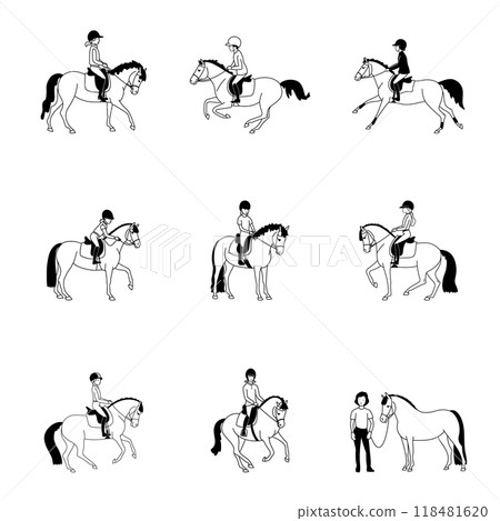 Set of children equestrian sports Set of children equestrian sports 118481620