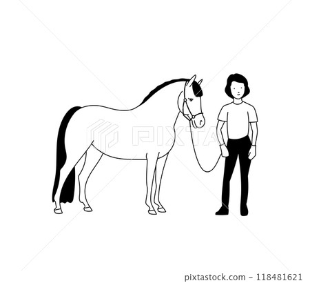 Happy girl and a pony 118481621