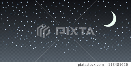 Shining night starry sky dark space background with stars. Vector isolated on transparent Shining night starry sky dark space background with stars. Vector isolated on transparent 118481626