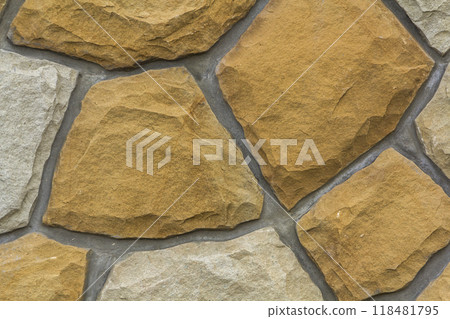 Different sizes of sand stones. Stone wall pattern background Different sizes of sand stones. Stone wall pattern background 118481795