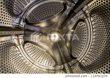Inside view of a drum of a washing machine Inside view of a drum of a washing machine 118481839