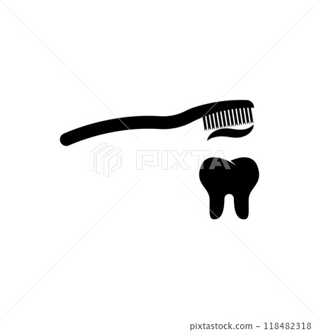 Toothbrush and toothpaste icon Toothbrush and toothpaste icon 118482318