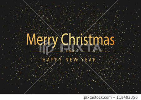 Christmas background. Magical shining golden dust. Small, shiny dust particles and stars. Fantastic shimmer effect. Vector illustration 118482356