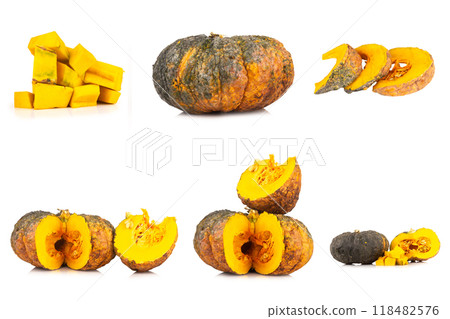 pumpkin isolated on white background slice cube pumpkin isolated on white background slice cube 118482576