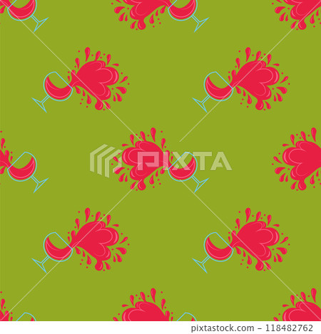 Vector drink seamless pattern. Cocktail and glasses seamless texture. Wine alcohol background Vector drink seamless pattern. Cocktail and glasses seamless texture. Wine alcohol background 118482762