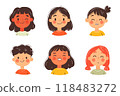 Cartoon children's faces vector set isolated on white 118483272