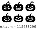Black silhouette of cute jack o lantern vector set isolated on white 118483296