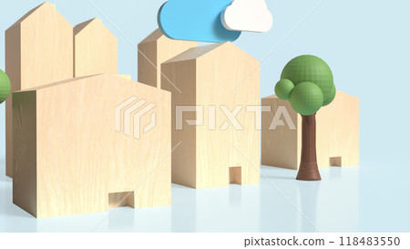 The Home wood for property or building concept 3d rendering. The Home wood for property or building concept 3d rendering. 118483550