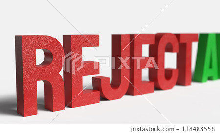 The red reject on white background image 3d rendering. The red reject on white background image 3d rendering. 118483558