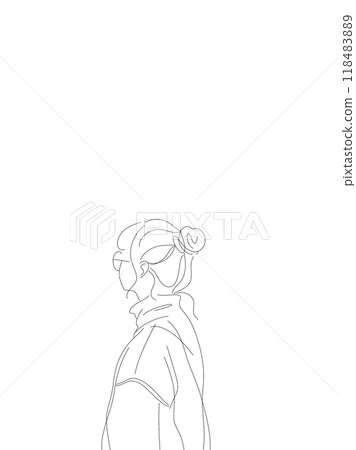 簡單的女人線描 118483889
