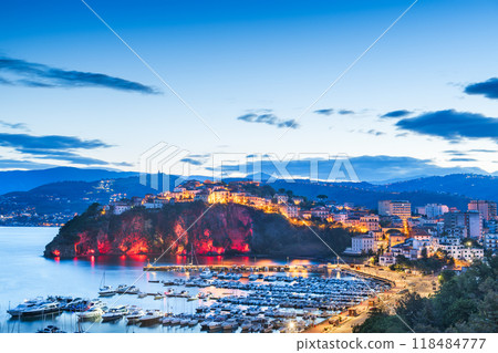 Agropoli, Italy on the Cilentan Coast at twilight. Agropoli, Italy on the Cilentan Coast at twilight. 118484777