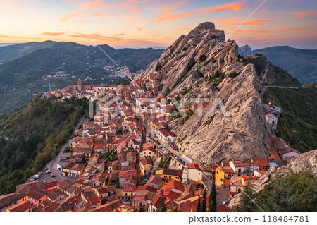Pietrapertosa, Italy Townscape at Dusk Pietrapertosa, Italy Townscape at Dusk 118484781