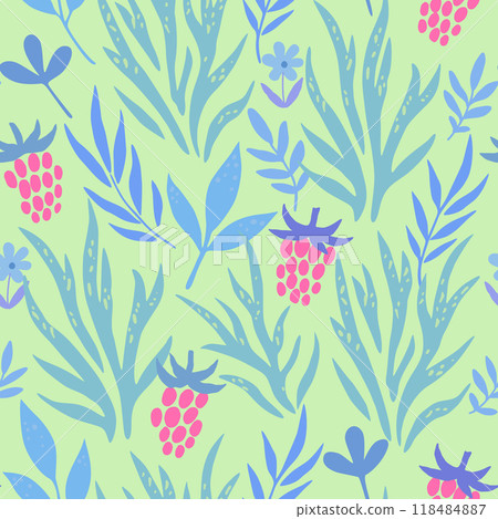 Minimalistic modern abstract floral seamless pattern in pastel colors. Minimalistic modern abstract floral seamless pattern in pastel colors. 118484887