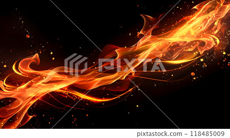 Illustration background of orange fiery pattern on black background Illustration background of orange fiery pattern on black background 118485009