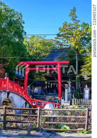 The Misogibashi Bridge and torii gates in front of the shrine "The only thatched temple or shrine structure designated as a national treasure" Aoi Aso Shrine (National Treasure) (Hitoyoshi City) 118485327