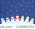 Colorful snowman and snowflake background illustration 118485354