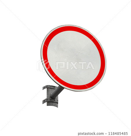 Blank Round Traffic Sign on White Background. File with Clipping Path. Blank Round Traffic Sign on White Background. File with Clipping Path. 118485485