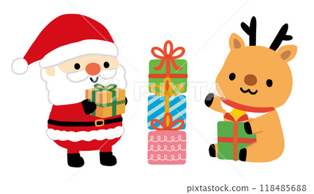 Illustration of a cute Santa Claus and reindeer 118485688