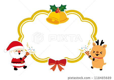 Cute Christmas card with Santa Claus and reindeer 118485689