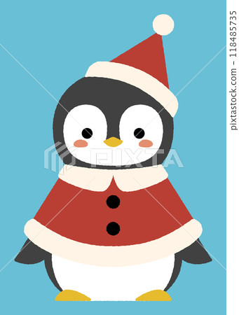 可愛的小企鵝戴著聖誕老人的帽子和斗篷 118485735