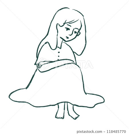 Woman holding her knees (lines only) 118485770