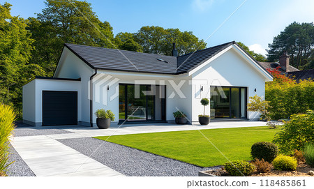 Stylish new detached house with white walls Wide 15 AI-generated image 118485861