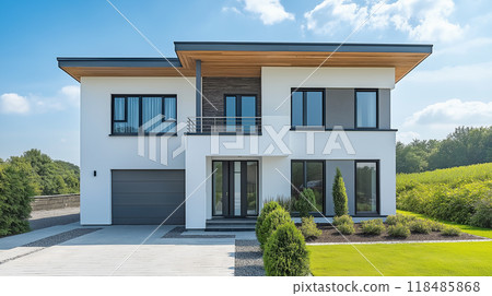 時尚的新建獨立式住宅,白牆寬幅 11 AI 生成影像 時尚的新建獨立式住宅,白牆寬幅 11 AI 生成影像 118485868