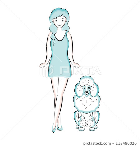 標準貴賓犬和寵物主人(主人)-單色 標準貴賓犬和寵物主人(主人)-單色 118486026