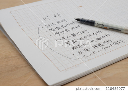 我正在寫下內科的種類。 118486077