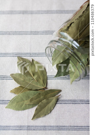 Dried bay leaves Dried bay leaves 118486379