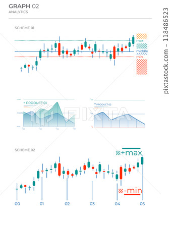 Candle diagrams business in color. Vector illustration. 118486523