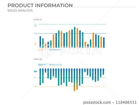 Dynamic process data charts in color. Finance elements charts. Dynamic process data charts in color. Finance elements charts. 118486531