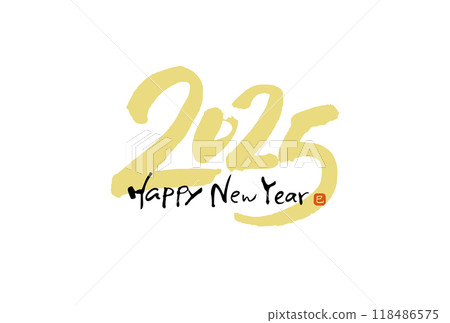 2025年簡約新年賀卡設計與書法 118486575