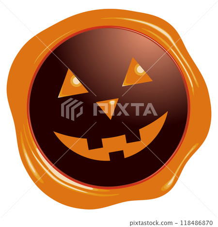 萬聖節傑克燈籠印章徽章向量圖 118486870