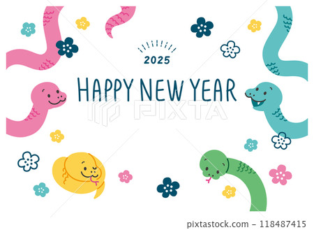 新年卡 2025 Reiwa 7 蛇年 蛇可愛的文字空間 118487415