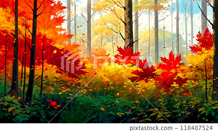 In autumn leaves forest 118487524