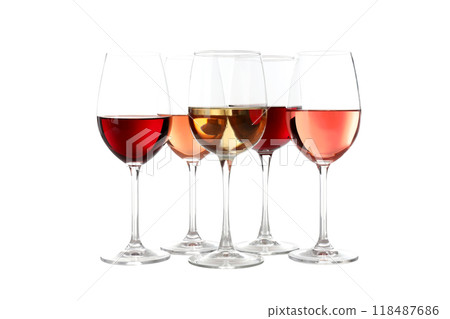 PNG, glasses with wine drink, isolated on white background. PNG, glasses with wine drink, isolated on white background. 118487686