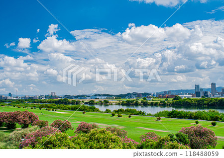 淀川右岸河床高爾夫球場風景 118488059