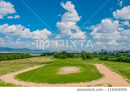 Yodogawa River Park, view from Yodogawa Shinbashi, Neyagawa City 118488080
