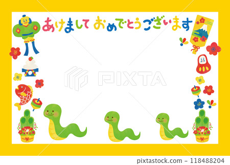 2025 New Year's card watercolor pop frame design 118488204