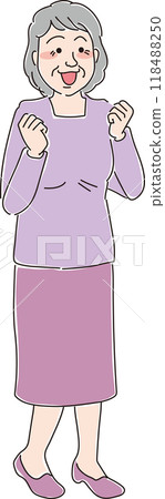 Elderly woman_grandma_excited_whole body Elderly woman_grandma_excited_whole body 118488250