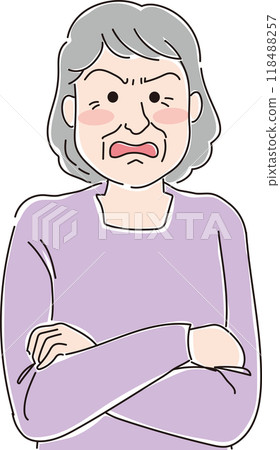 老婦人_奶奶_生氣的臉_上半身 118488257