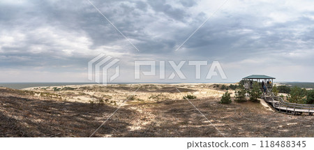 View of Dune Ridge and Curonian Lagoon from Efa height in Curonian spit national Park. Russia View of Dune Ridge and Curonian Lagoon from Efa height in Curonian spit national Park. Russia 118488345
