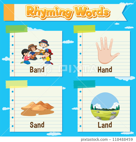 Rhyming Words Educational Illustration 118488459
