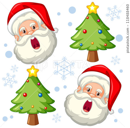 Festive Santa and Christmas Trees Festive Santa and Christmas Trees 118488460