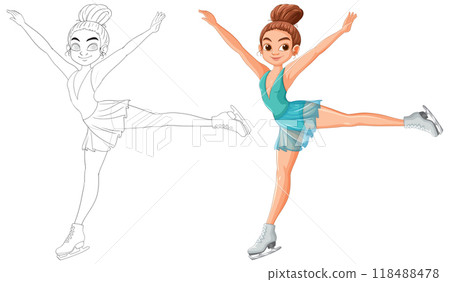 Ice Skating Girl Illustration 118488478