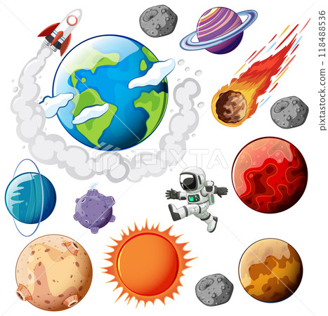 Colorful Space Adventure Illustration Colorful Space Adventure Illustration 118488536
