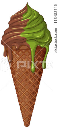 Chocolate and Pistachio Ice Cream Cone 118488546