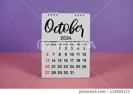October 2024 annual monthly desk calendar for planning and management October 2024 annual monthly desk calendar for planning and management 118489125